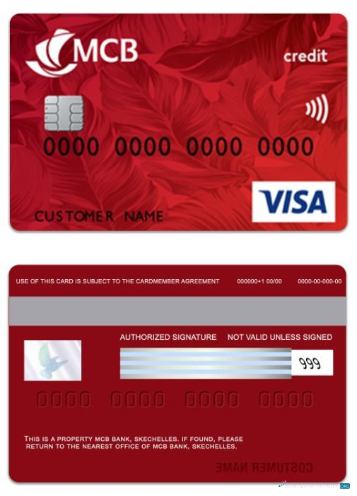 Download Seychelles MCB Bank visa credit card Photoshop template